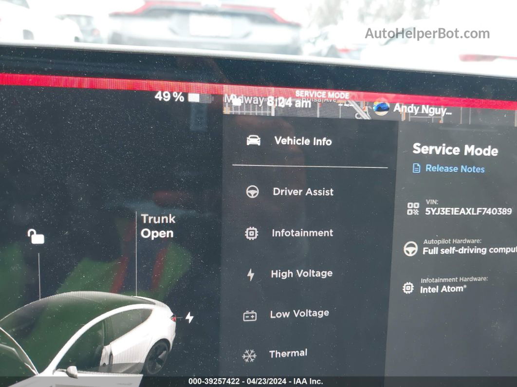 2020 Tesla Model 3 Standard Range Plus Rear-wheel Drive/standard Range Rear-wheel Drive Белый vin: 5YJ3E1EAXLF740389