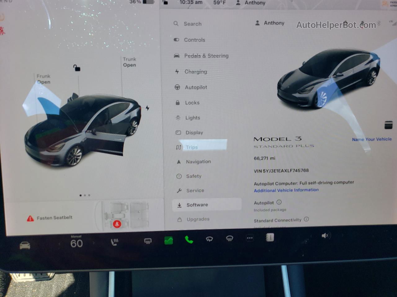 2020 Tesla Model 3  Gray vin: 5YJ3E1EAXLF745768