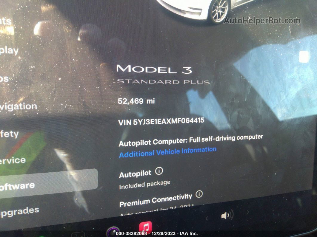 2021 Tesla Model 3 Standard Range Plus Rear-wheel Drive White vin: 5YJ3E1EAXMF064415