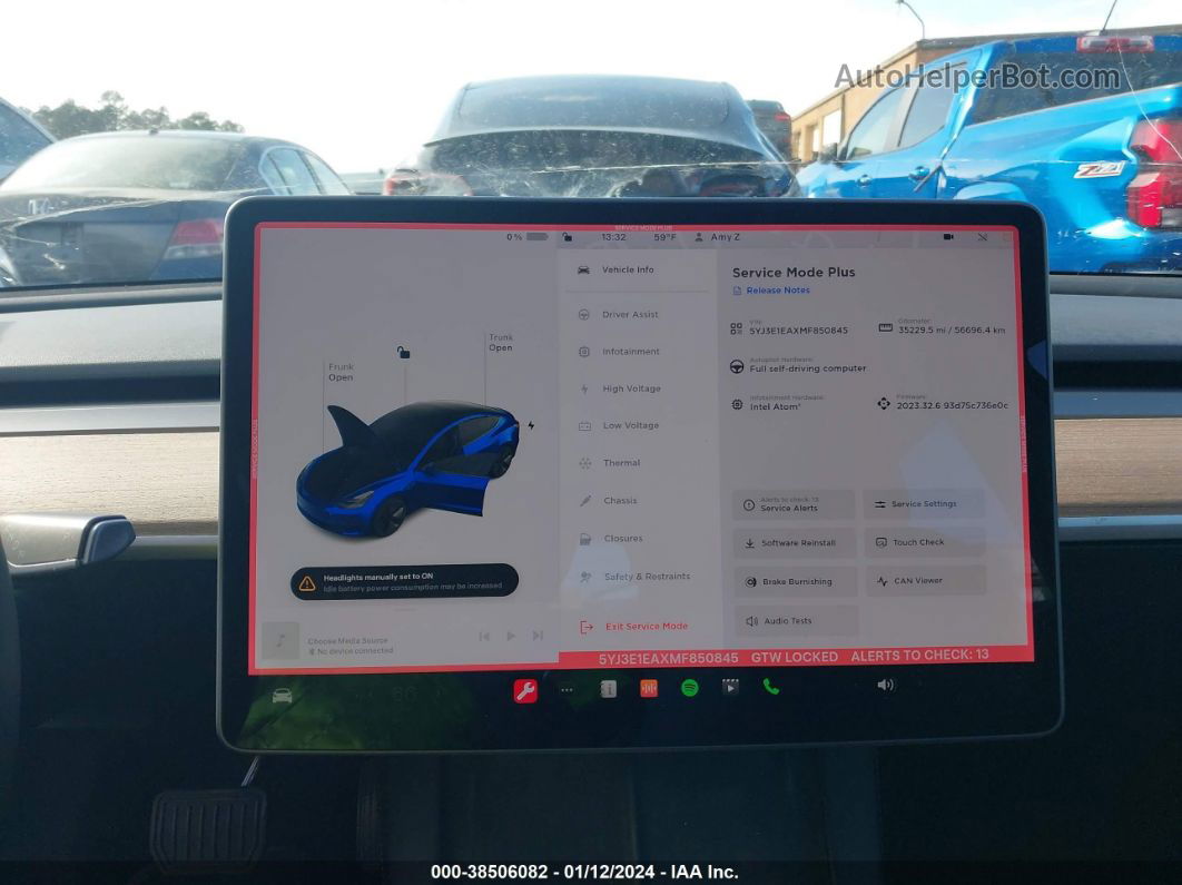 2021 Tesla Model 3 Standard Range Plus Rear-wheel Drive Синий vin: 5YJ3E1EAXMF850845