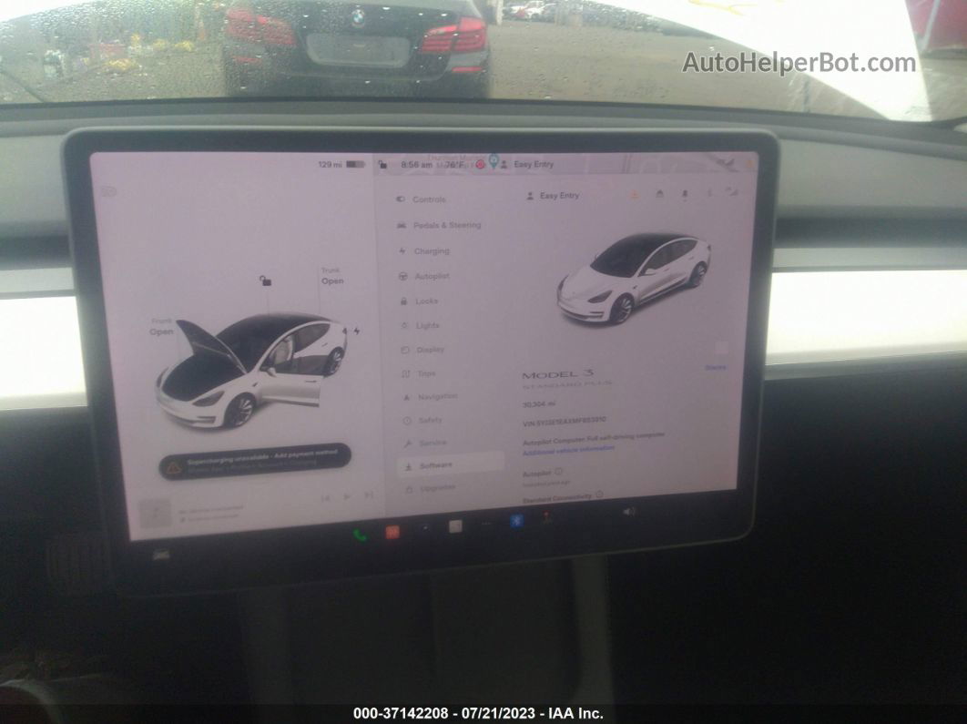 2021 Tesla Model 3 Standard Range Plus Белый vin: 5YJ3E1EAXMF853910