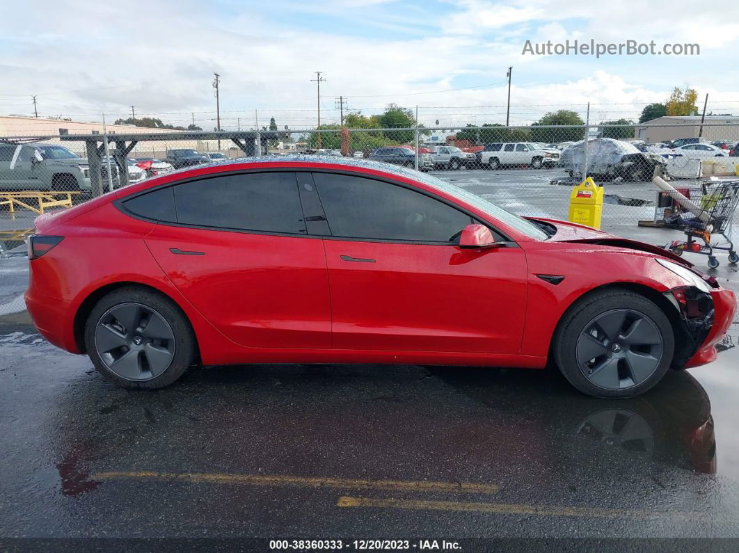 2021 Tesla Model 3 Standard Range Plus Rear-wheel Drive Red vin: 5YJ3E1EAXMF868259