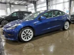 2022 Tesla Model 3 Blue vin: 5YJ3E1EAXNF192087