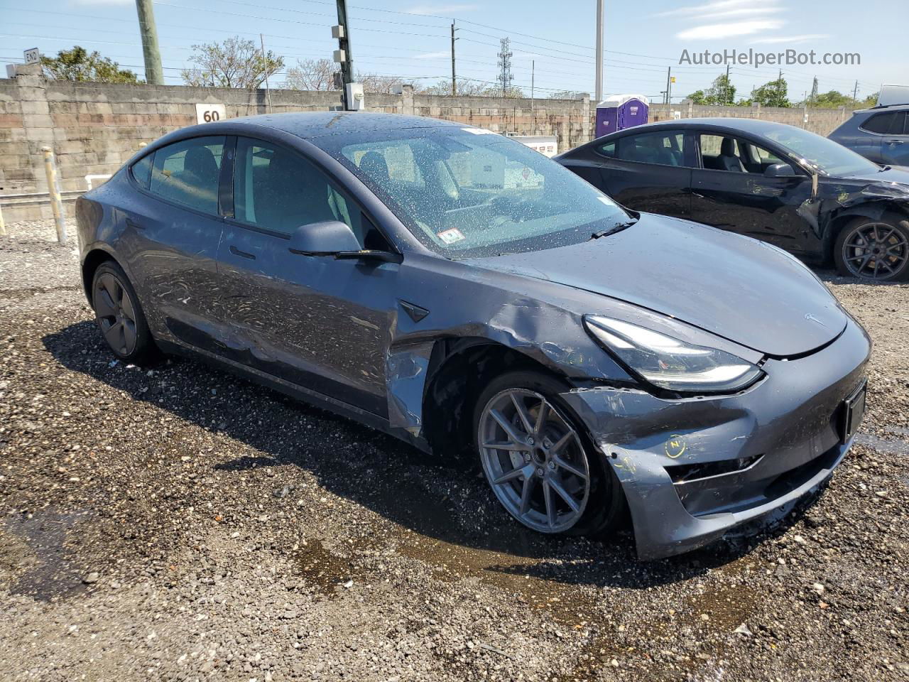 2022 Tesla Model 3  Серебряный vin: 5YJ3E1EAXNF369382