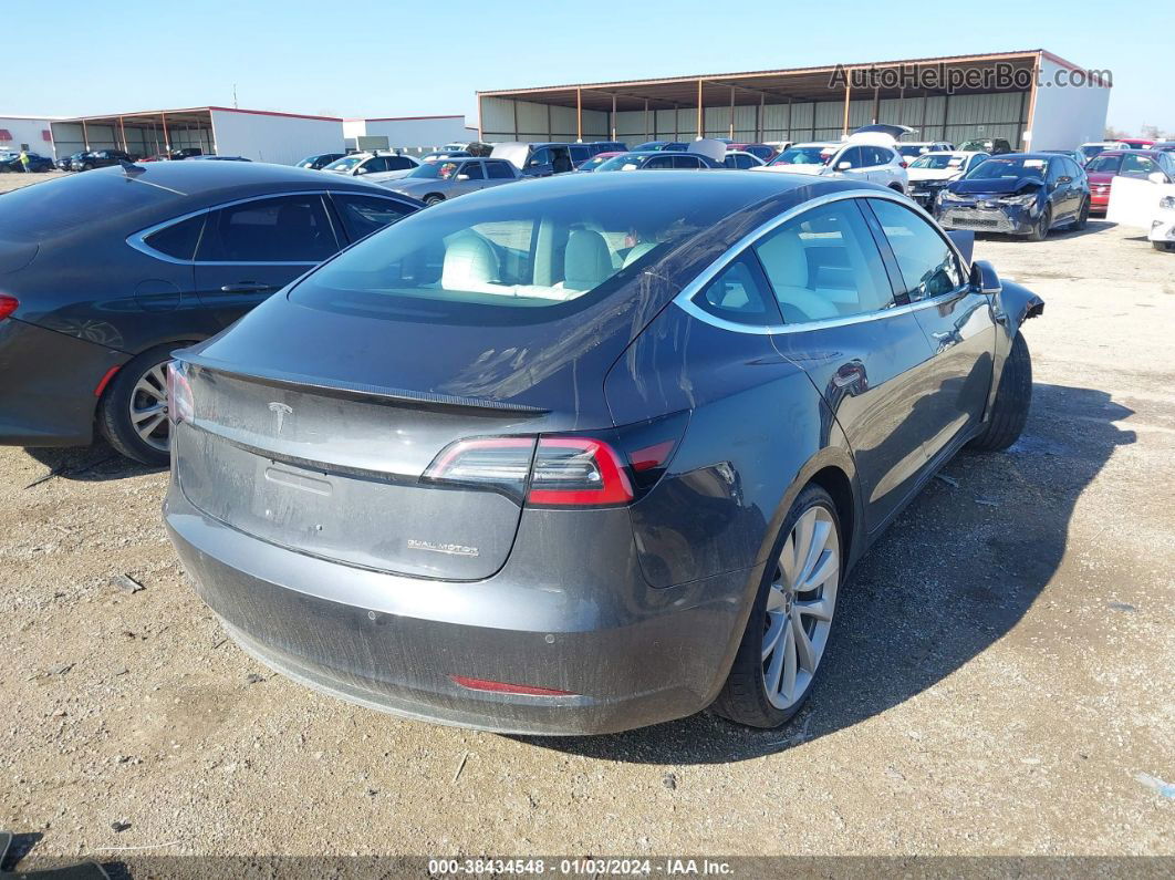 2018 Tesla Model 3 Long Range/performance Gray vin: 5YJ3E1EB0JF079168