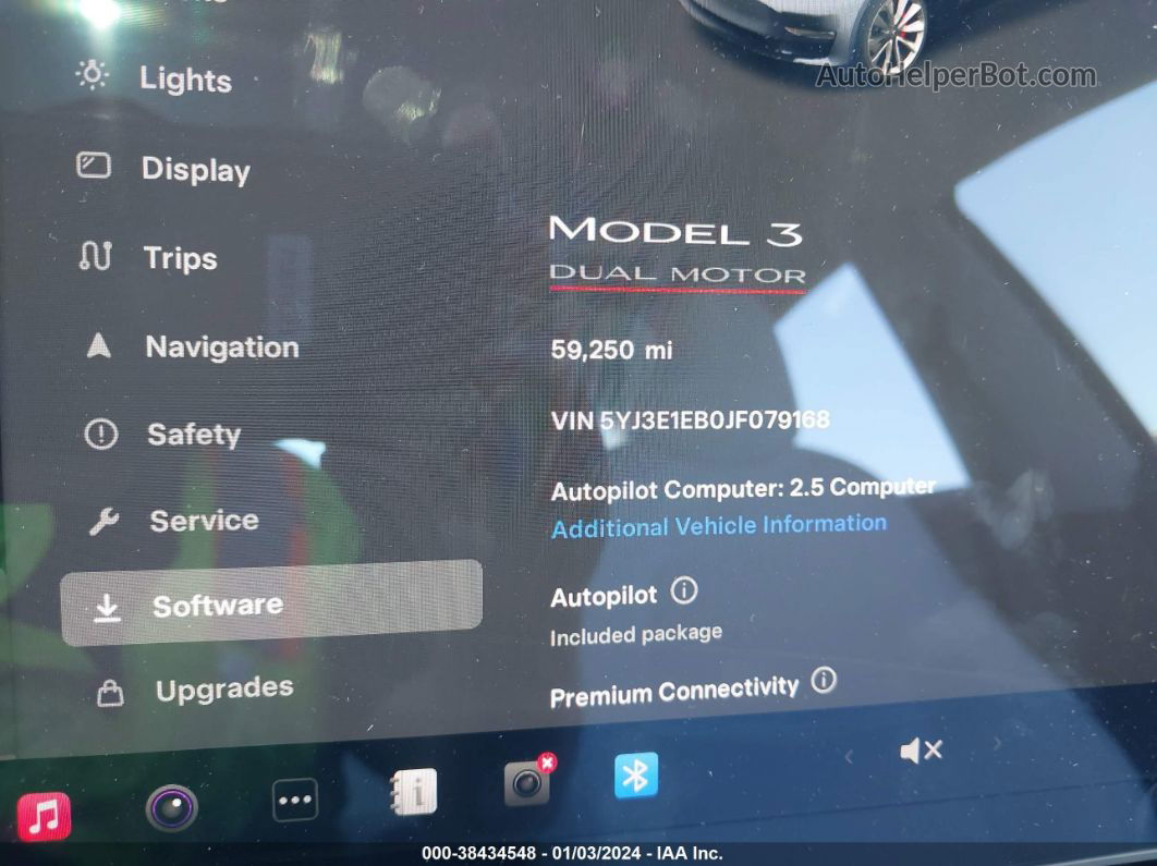 2018 Tesla Model 3 Long Range/performance Gray vin: 5YJ3E1EB0JF079168