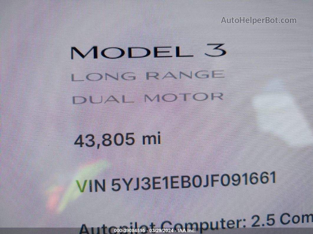 2018 Tesla Model 3 Long Range/performance Зеленый vin: 5YJ3E1EB0JF091661