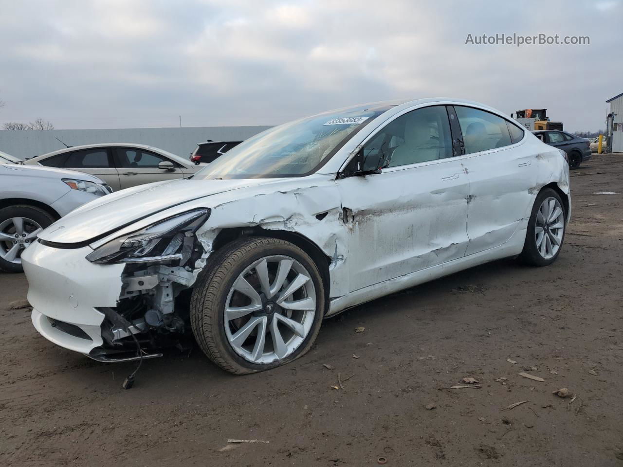 2019 Tesla Model 3  White vin: 5YJ3E1EB0KF195567