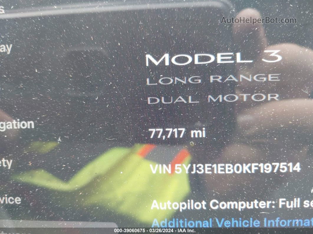 2019 Tesla Model 3   Синий vin: 5YJ3E1EB0KF197514