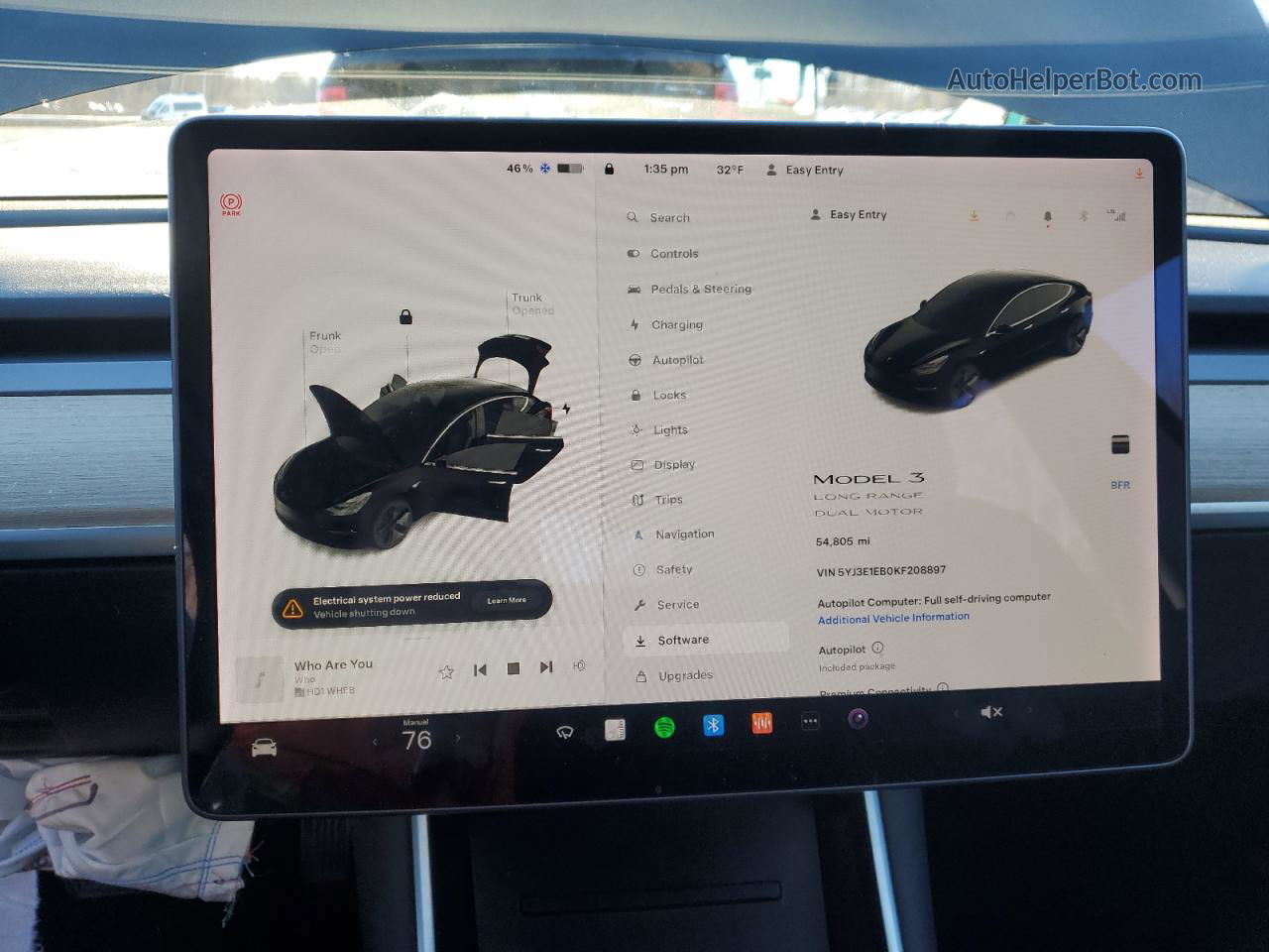 2019 Tesla Model 3  Black vin: 5YJ3E1EB0KF208897