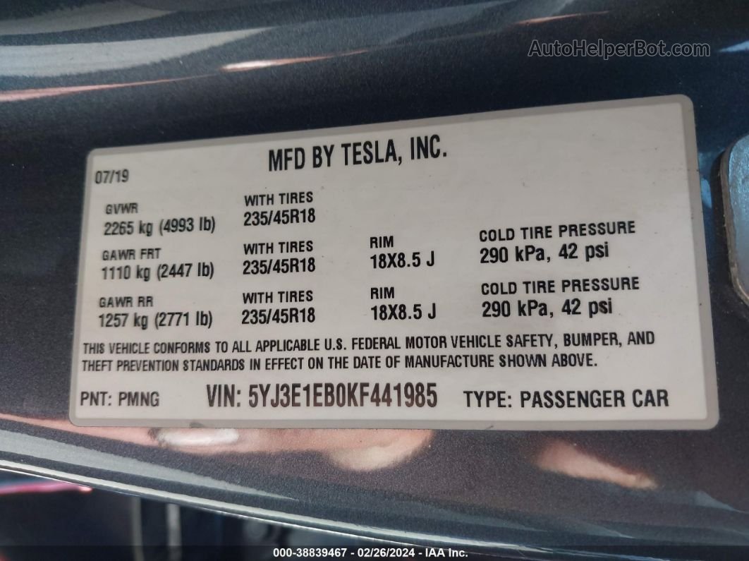 2019 Tesla Model 3 Long Range/performance Оранжевый vin: 5YJ3E1EB0KF441985