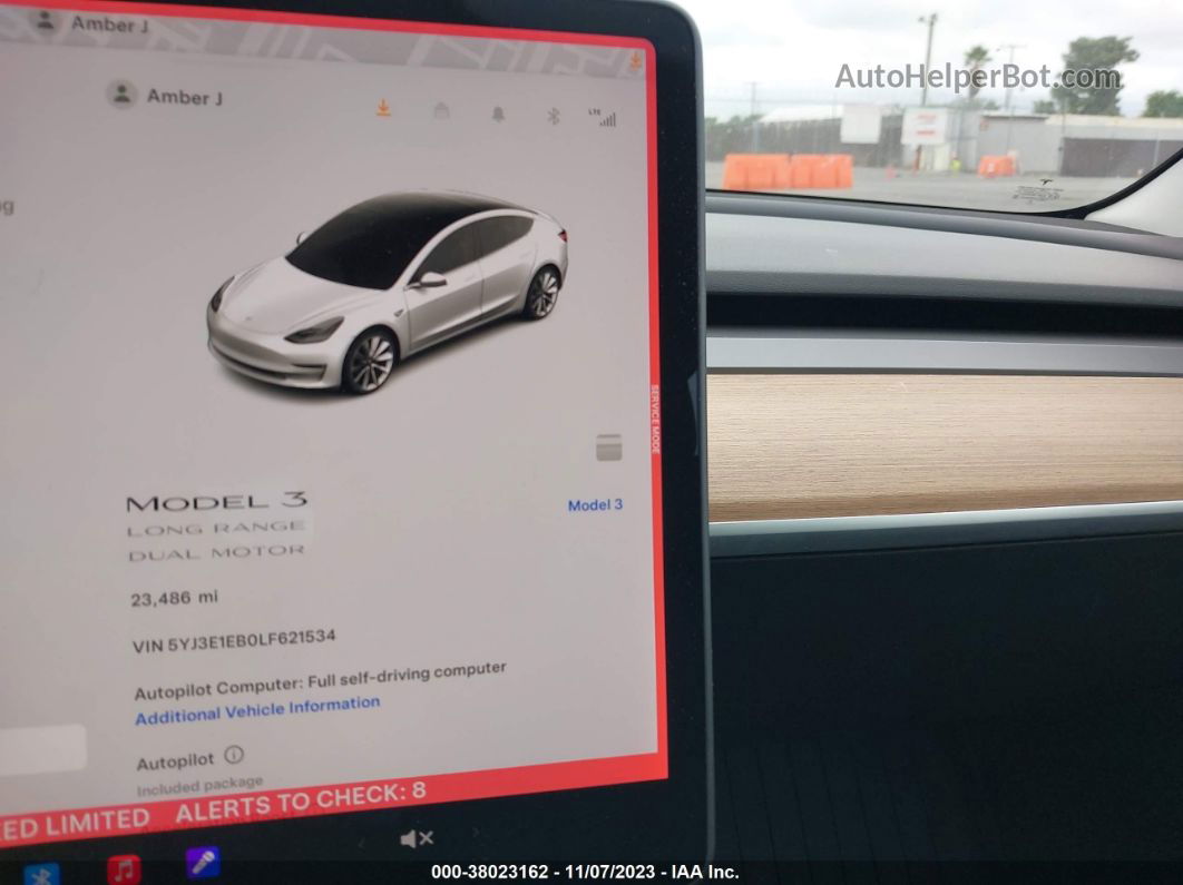 2020 Tesla Model 3 Long Range Dual Motor Белый vin: 5YJ3E1EB0LF621534