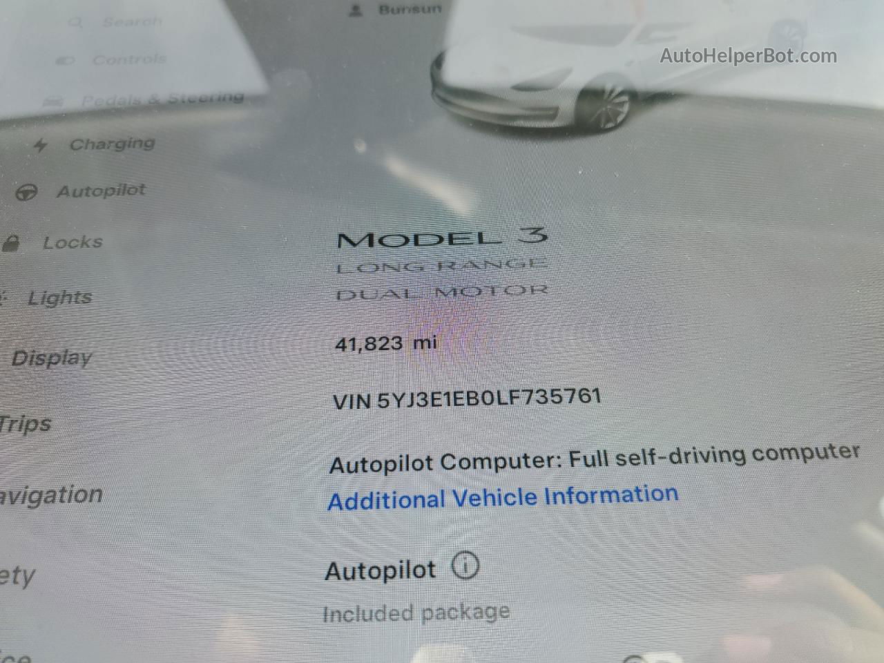 2020 Tesla Model 3  Белый vin: 5YJ3E1EB0LF735761