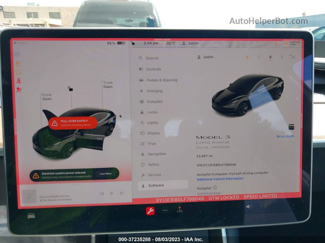 2020 Tesla Model 3 Long Range Черный vin: 5YJ3E1EB0LF798049