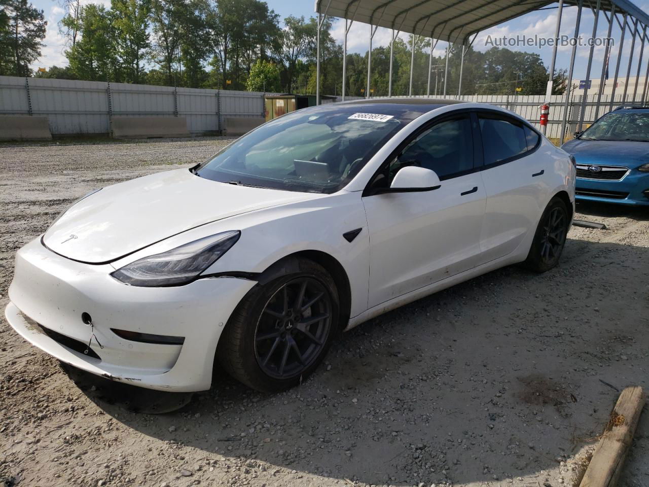 2021 Tesla Model 3  White vin: 5YJ3E1EB0MF836896