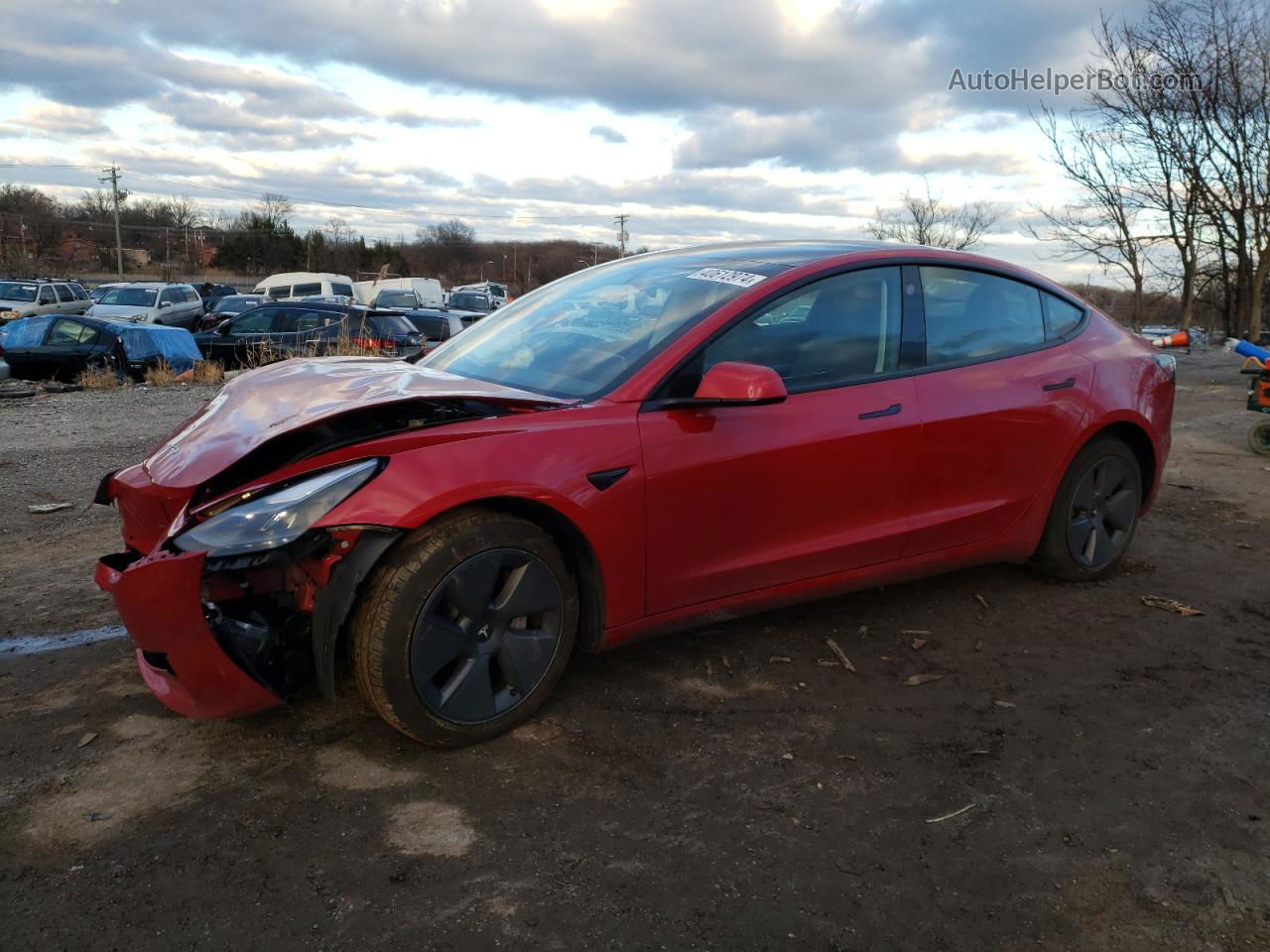 2022 Tesla Model 3  Red vin: 5YJ3E1EB0NF172889