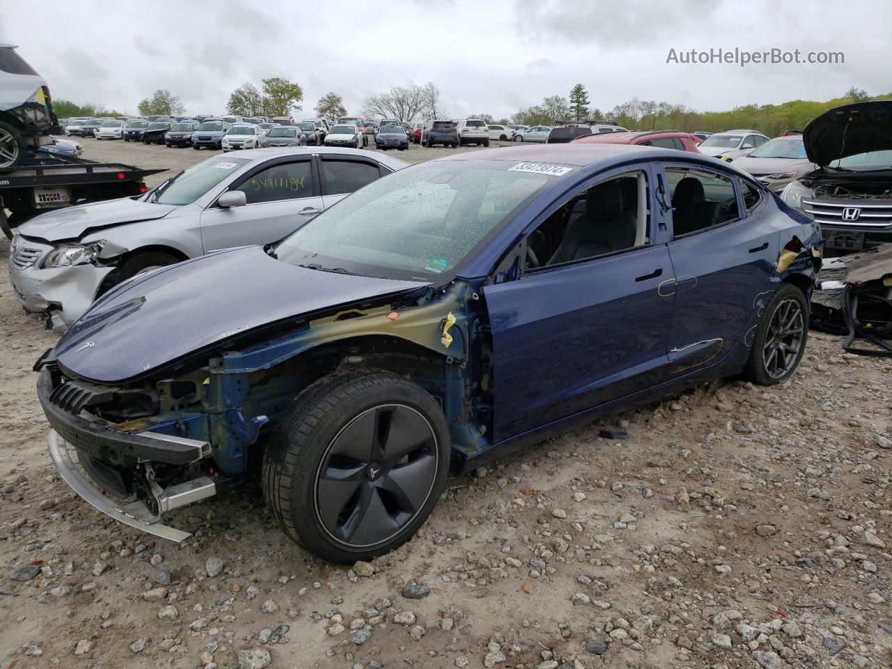 2018 Tesla Model 3  Синий vin: 5YJ3E1EB1JF063612