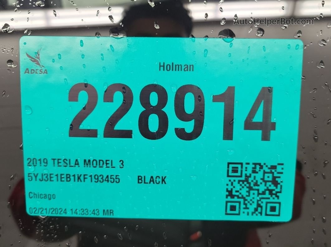 2019 Tesla Model 3 White vin: 5YJ3E1EB1KF193455