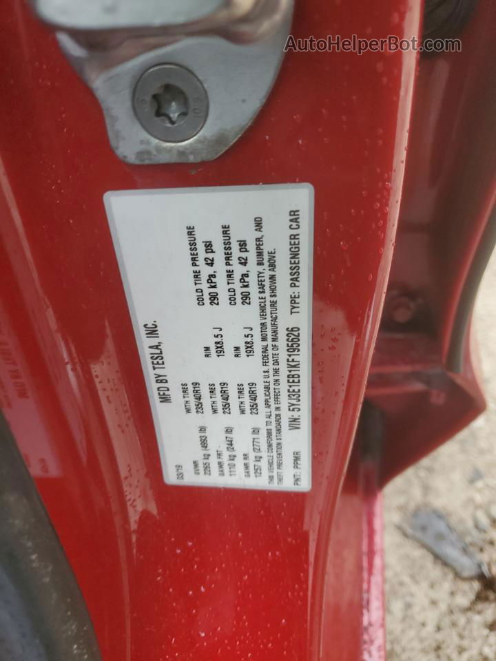 2019 Tesla Model 3  Red vin: 5YJ3E1EB1KF195626