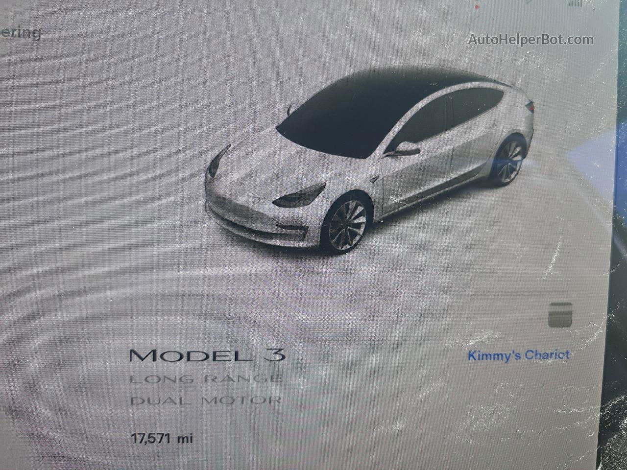 2019 Tesla Model 3  White vin: 5YJ3E1EB1KF365113