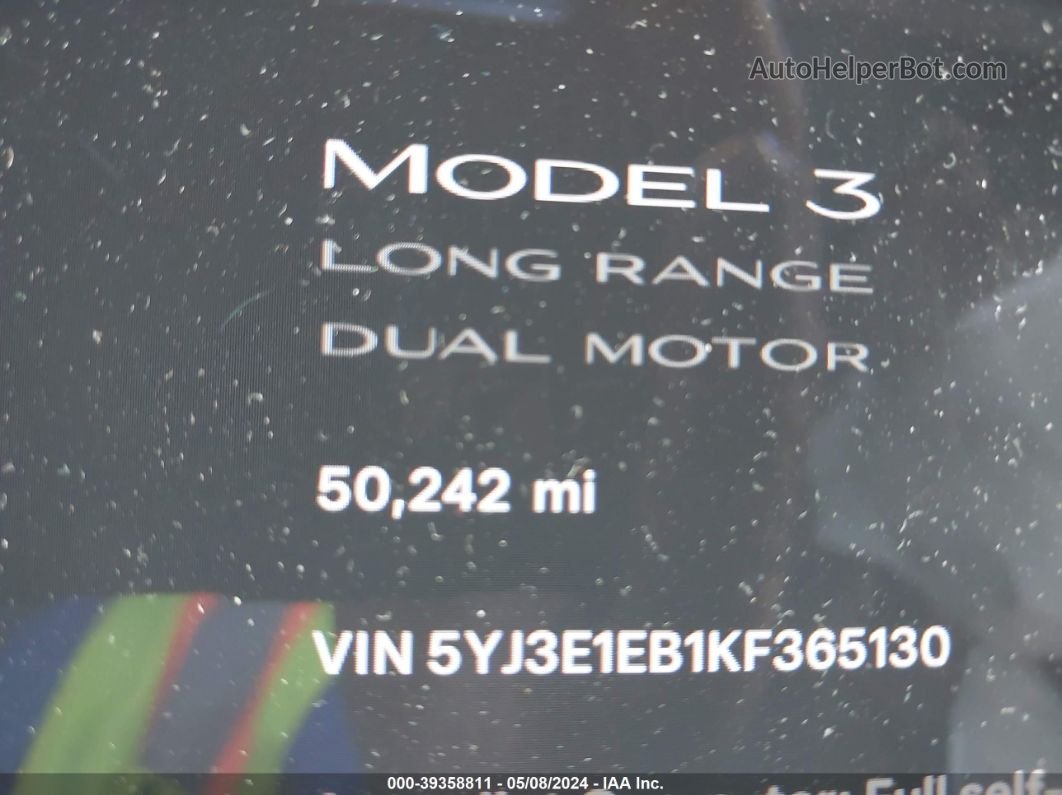 2019 Tesla Model 3 Long Range/performance White vin: 5YJ3E1EB1KF365130