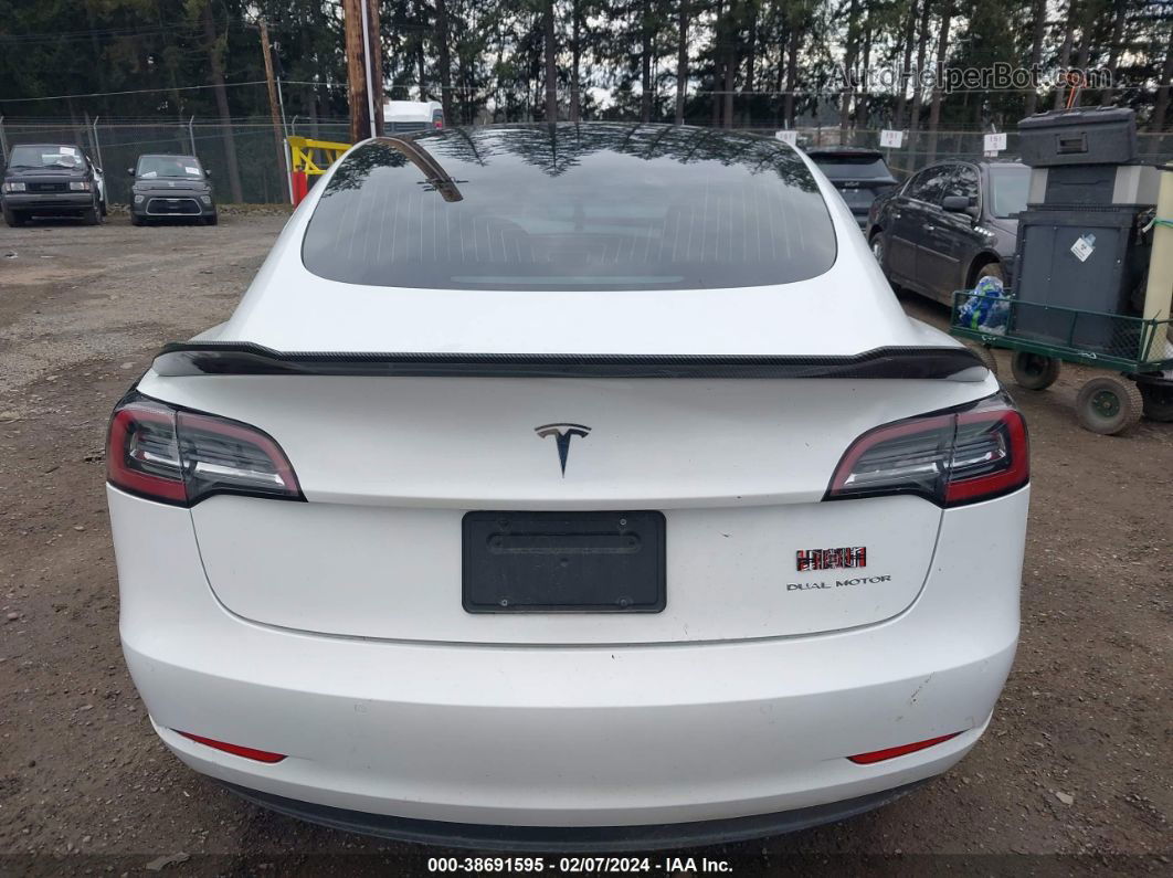 2019 Tesla Model 3 Long Range/performance White vin: 5YJ3E1EB1KF421891