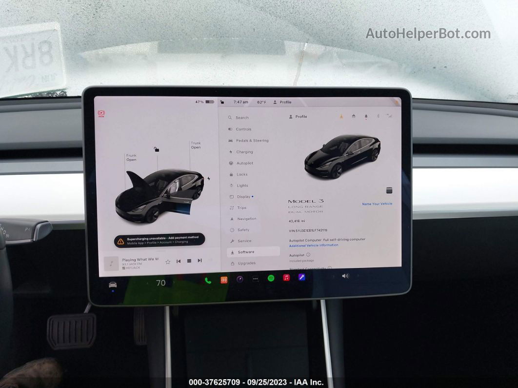 2020 Tesla Model 3 Long Range Черный vin: 5YJ3E1EB1LF742119