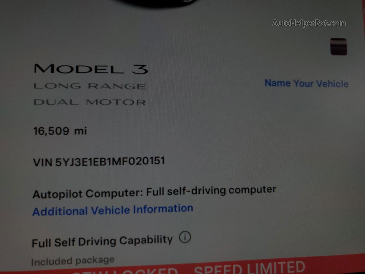 2021 Tesla Model 3  Red vin: 5YJ3E1EB1MF020151