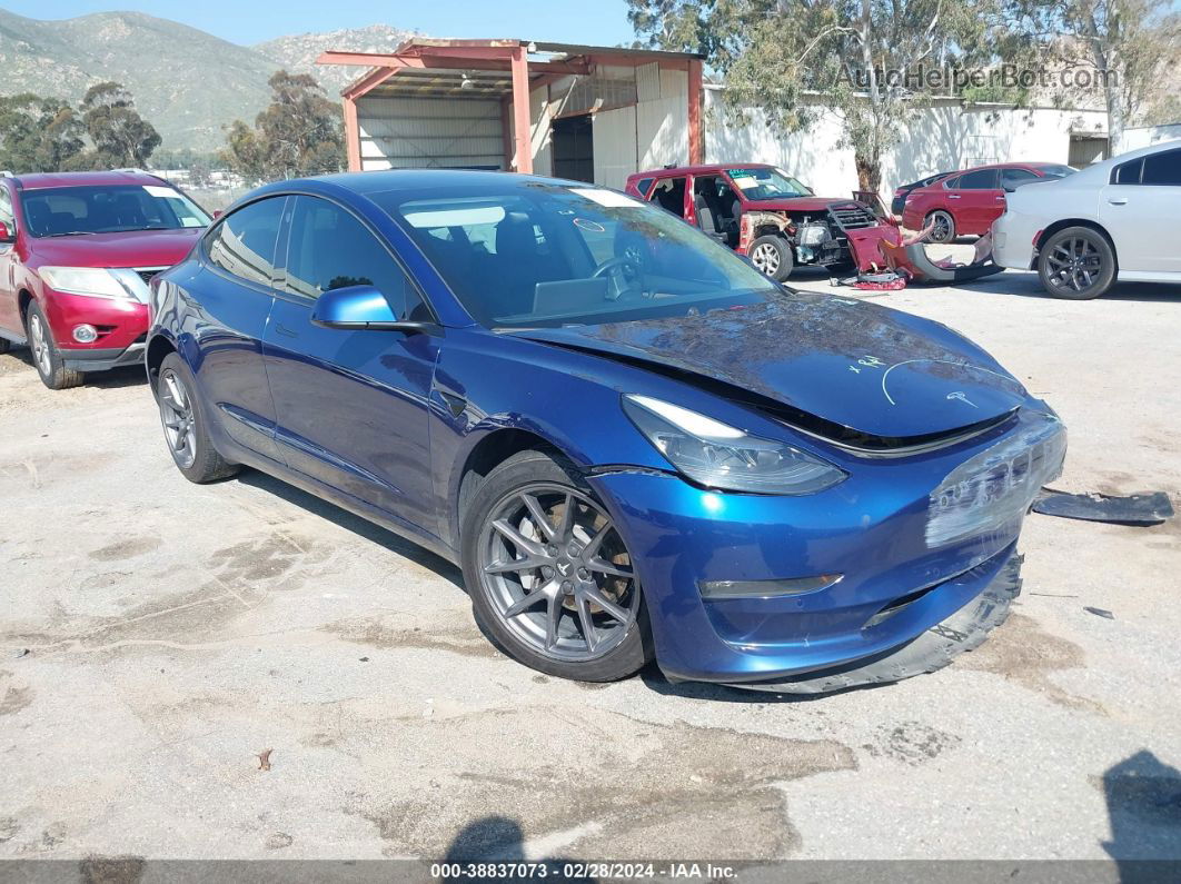 2021 Tesla Model 3 Long Range Dual Motor All-wheel Drive Blue vin: 5YJ3E1EB1MF032672