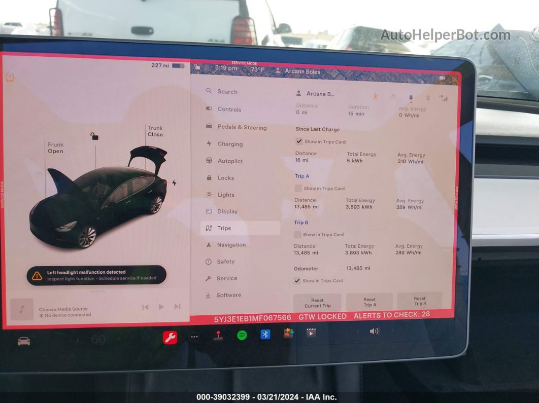 2021 Tesla Model 3 Long Range Dual Motor All-wheel Drive Черный vin: 5YJ3E1EB1MF067566