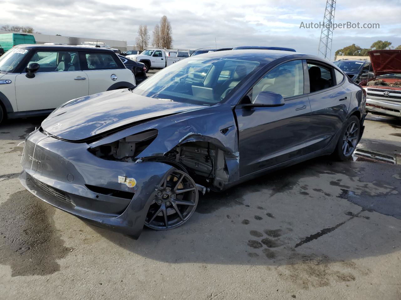 2022 Tesla Model 3  Gray vin: 5YJ3E1EB1NF250435