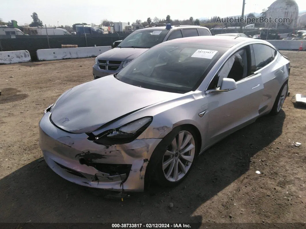 2018 Tesla Model 3 Long Range/performance Silver vin: 5YJ3E1EB2JF069290