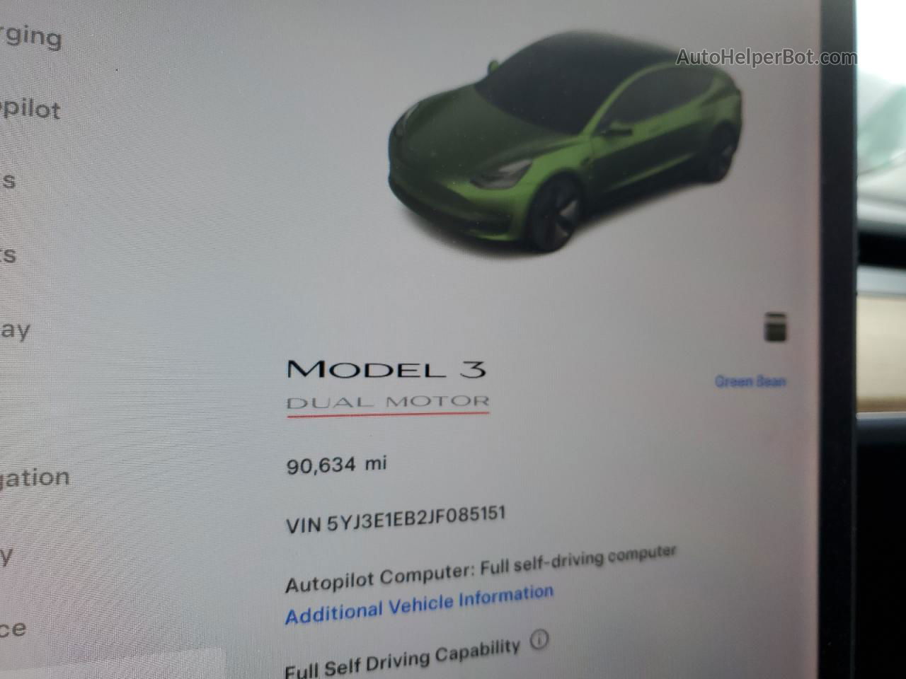 2018 Tesla Model 3  Green vin: 5YJ3E1EB2JF085151