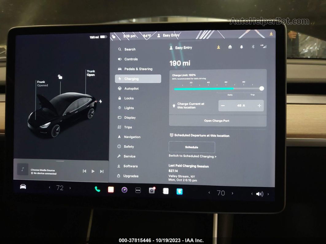 2019 Tesla Model 3 Performance/long Range Black vin: 5YJ3E1EB2KF385015