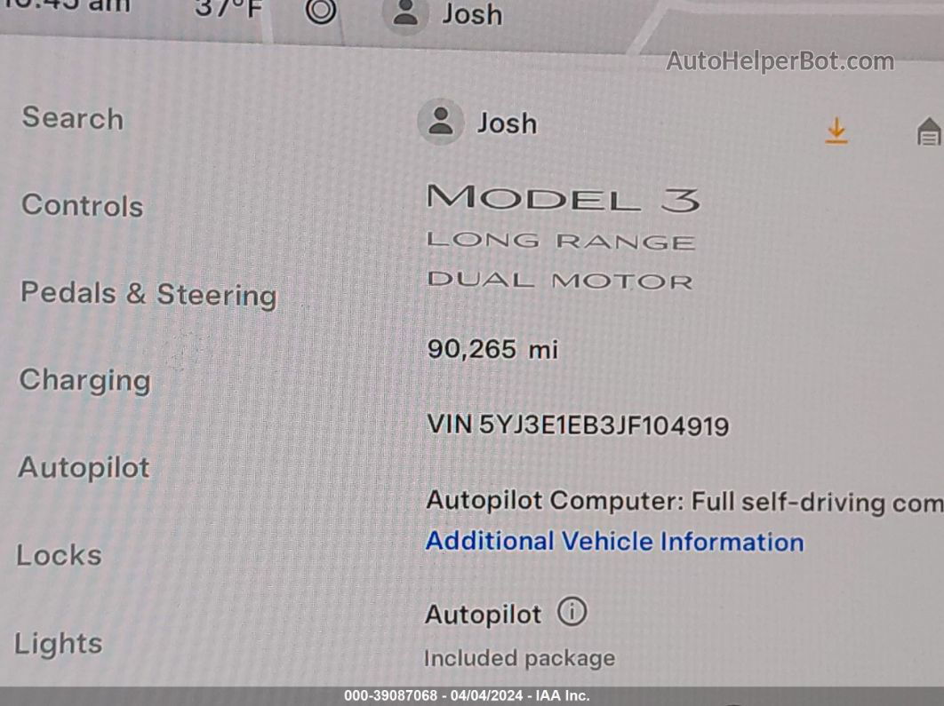 2018 Tesla Model 3 Long Range/performance Red vin: 5YJ3E1EB3JF104919