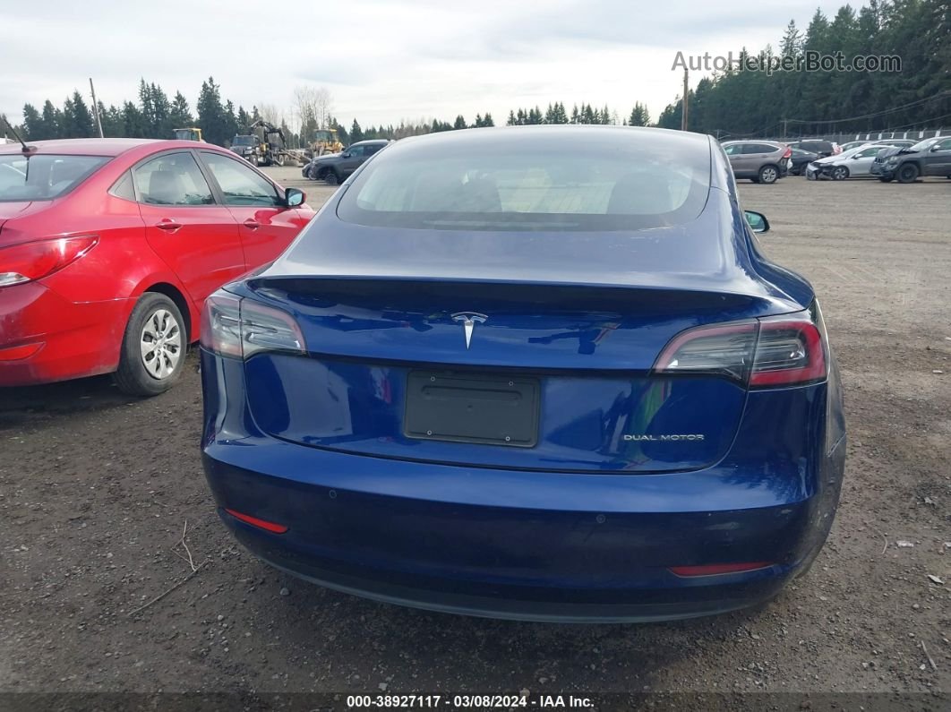 2019 Tesla Model 3 Long Range/performance Blue vin: 5YJ3E1EB3KF191349