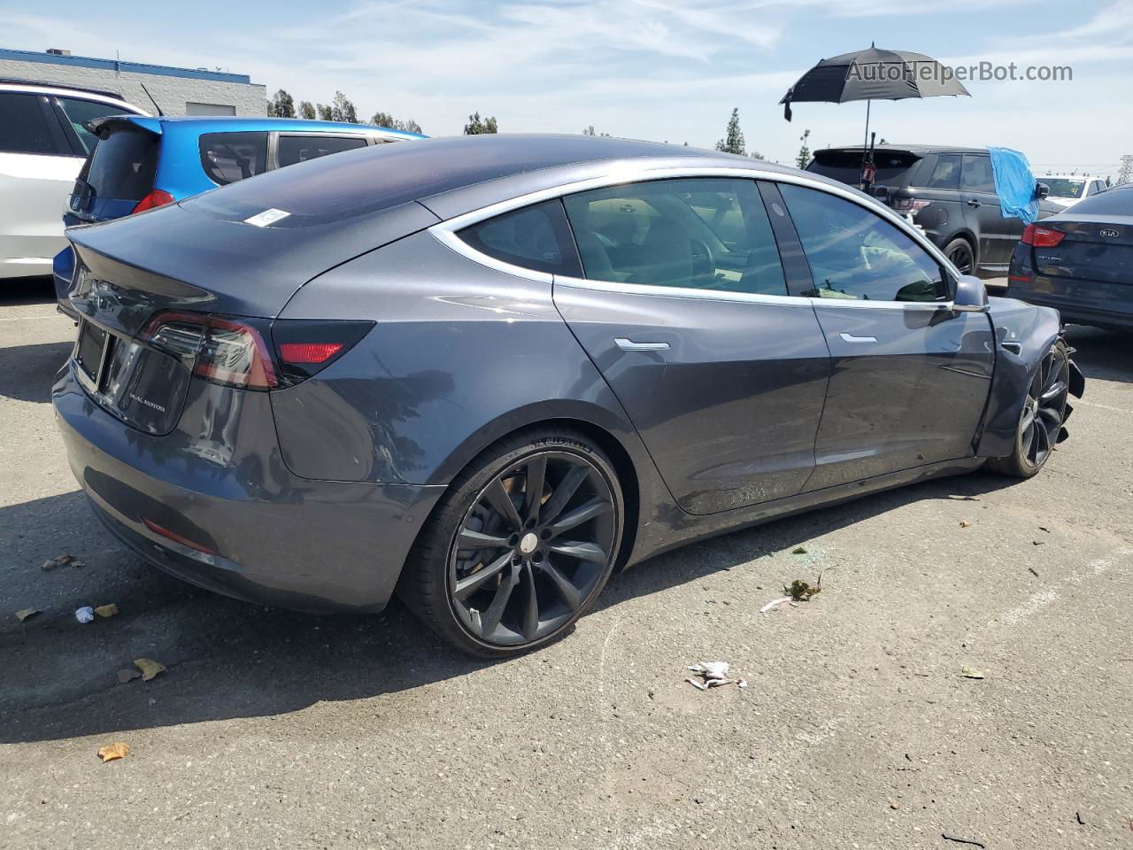 2019 Tesla Model 3  Gray vin: 5YJ3E1EB3KF192372