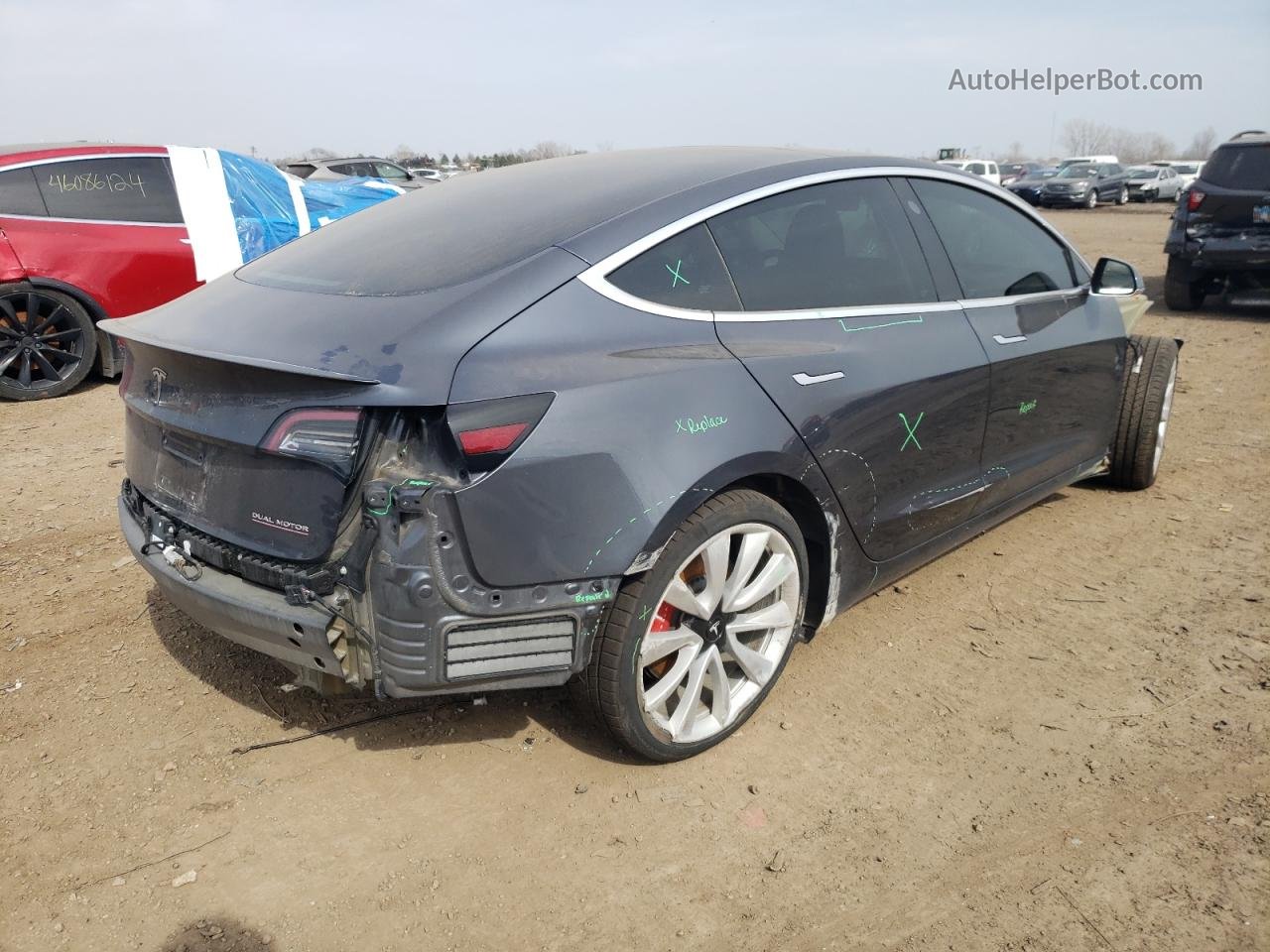 2019 Tesla Model 3  Gray vin: 5YJ3E1EB3KF231199