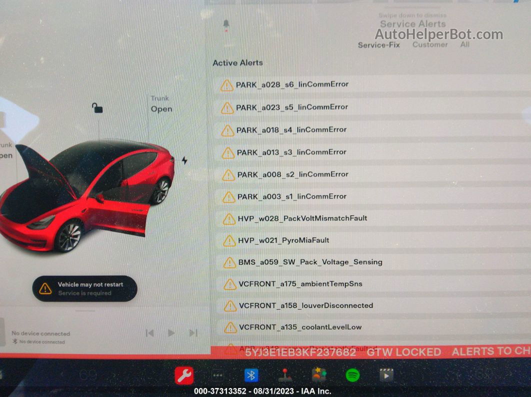 2019 Tesla Model 3 Long Range/performance Red vin: 5YJ3E1EB3KF237682