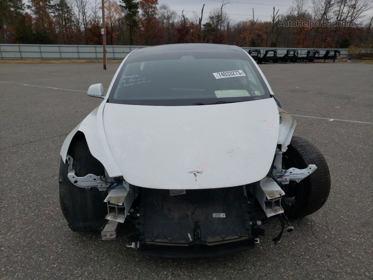 2019 Tesla Model 3  Белый vin: 5YJ3E1EB3KF433251