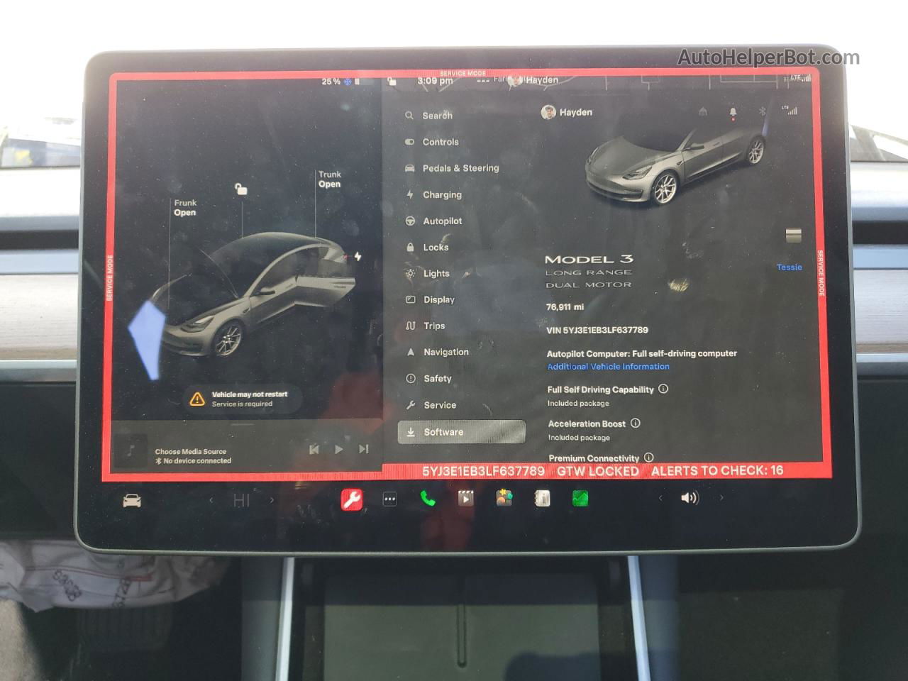 2020 Tesla Model 3  Белый vin: 5YJ3E1EB3LF637789