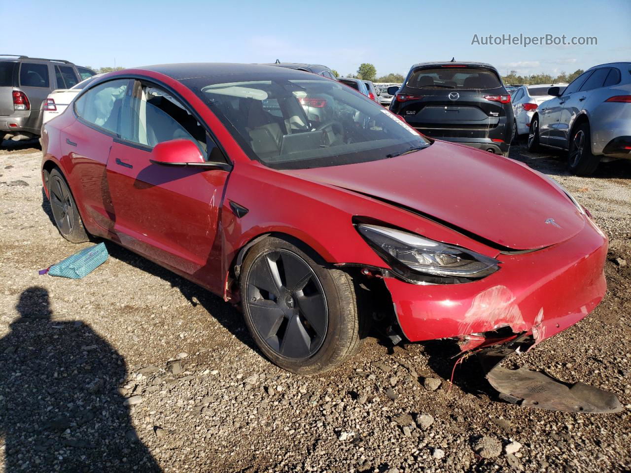 2022 Tesla Model 3  Red vin: 5YJ3E1EB3NF314250