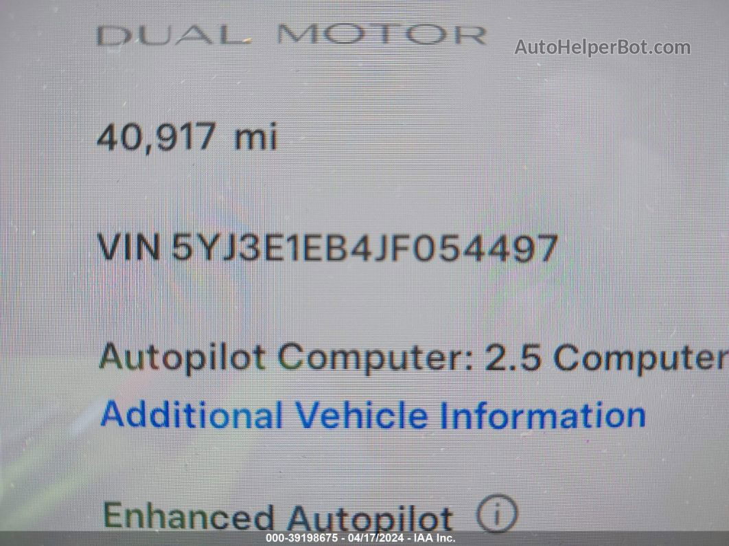 2018 Tesla Model 3 Long Range/performance Red vin: 5YJ3E1EB4JF054497