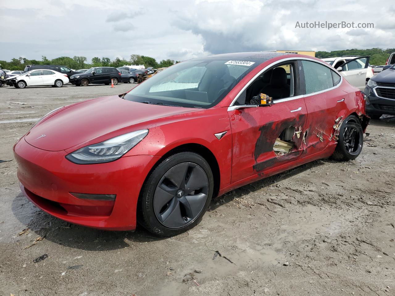 2018 Tesla Model 3  Red vin: 5YJ3E1EB4JF054502