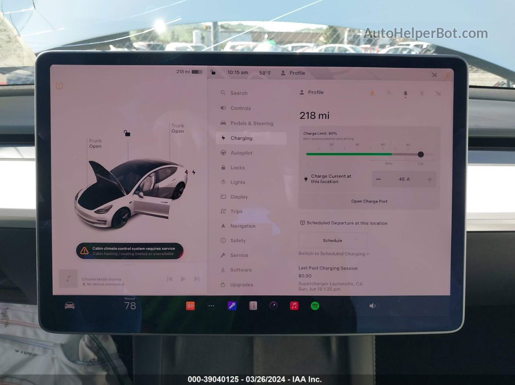 2021 Tesla Model 3 Long Range Dual Motor All-wheel Drive Белый vin: 5YJ3E1EB4MF010231