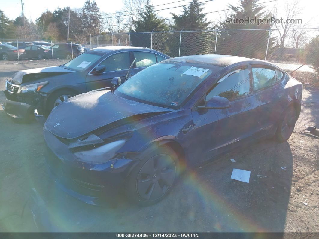 2021 Tesla Model 3 Long Range Dark Blue vin: 5YJ3E1EB4MF059414