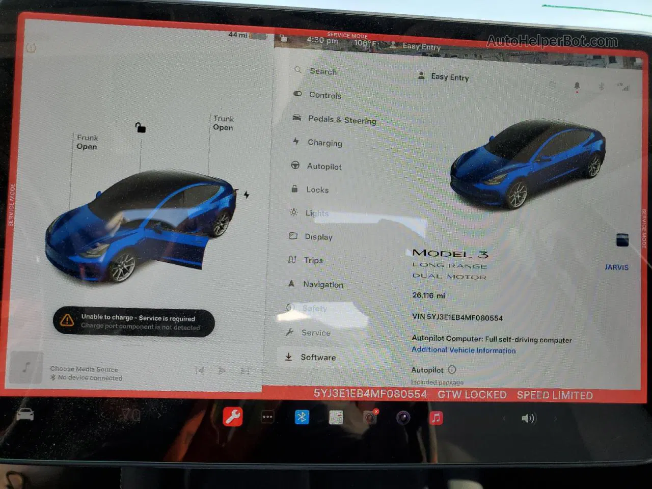 2021 Tesla Model 3  Синий vin: 5YJ3E1EB4MF080554