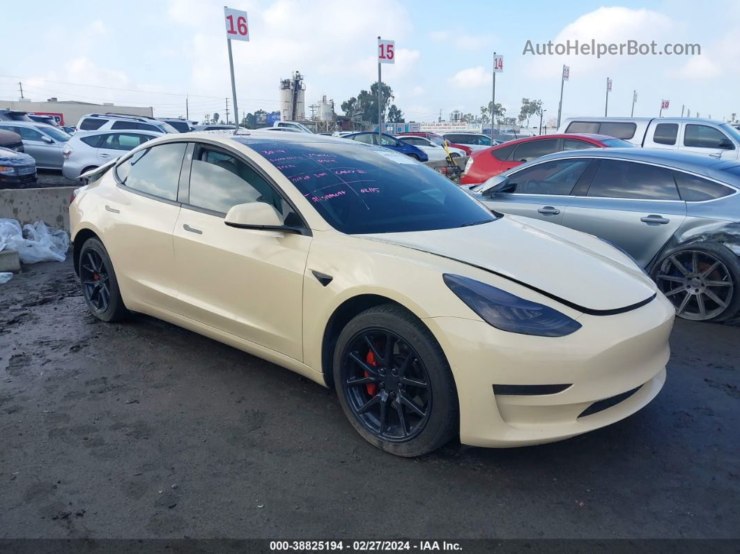 2021 Tesla Model 3 Long Range Dual Motor All-wheel Drive Beige vin: 5YJ3E1EB4MF849442