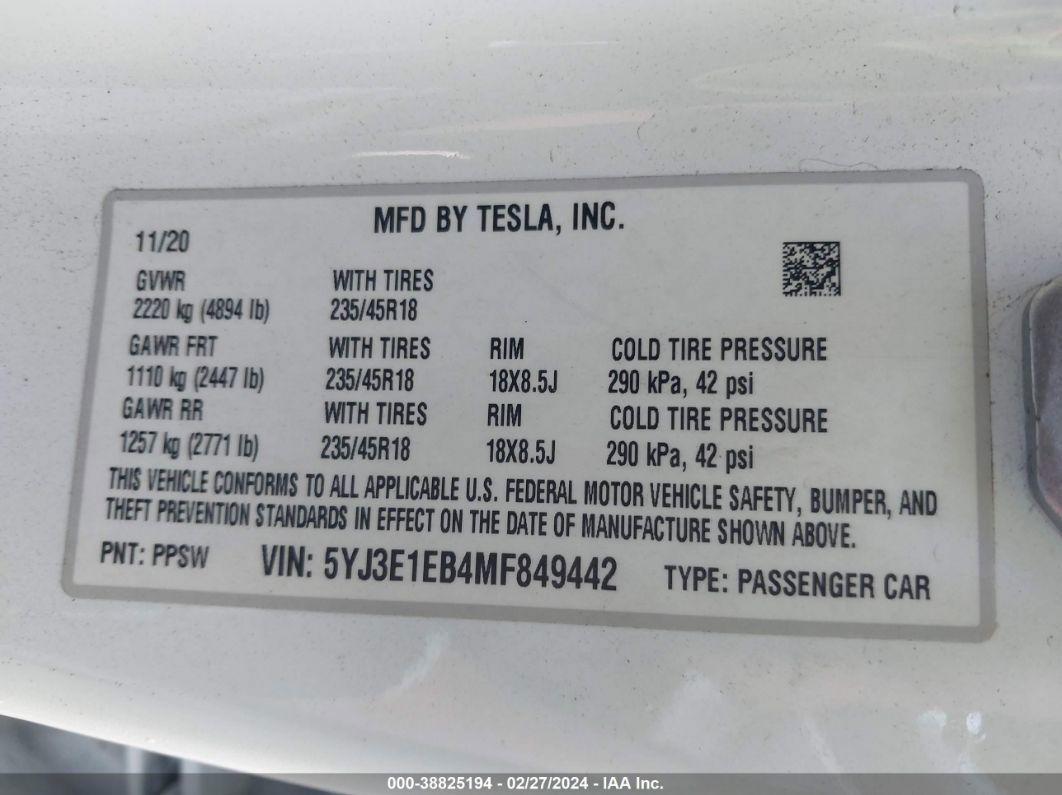 2021 Tesla Model 3 Long Range Dual Motor All-wheel Drive Beige vin: 5YJ3E1EB4MF849442