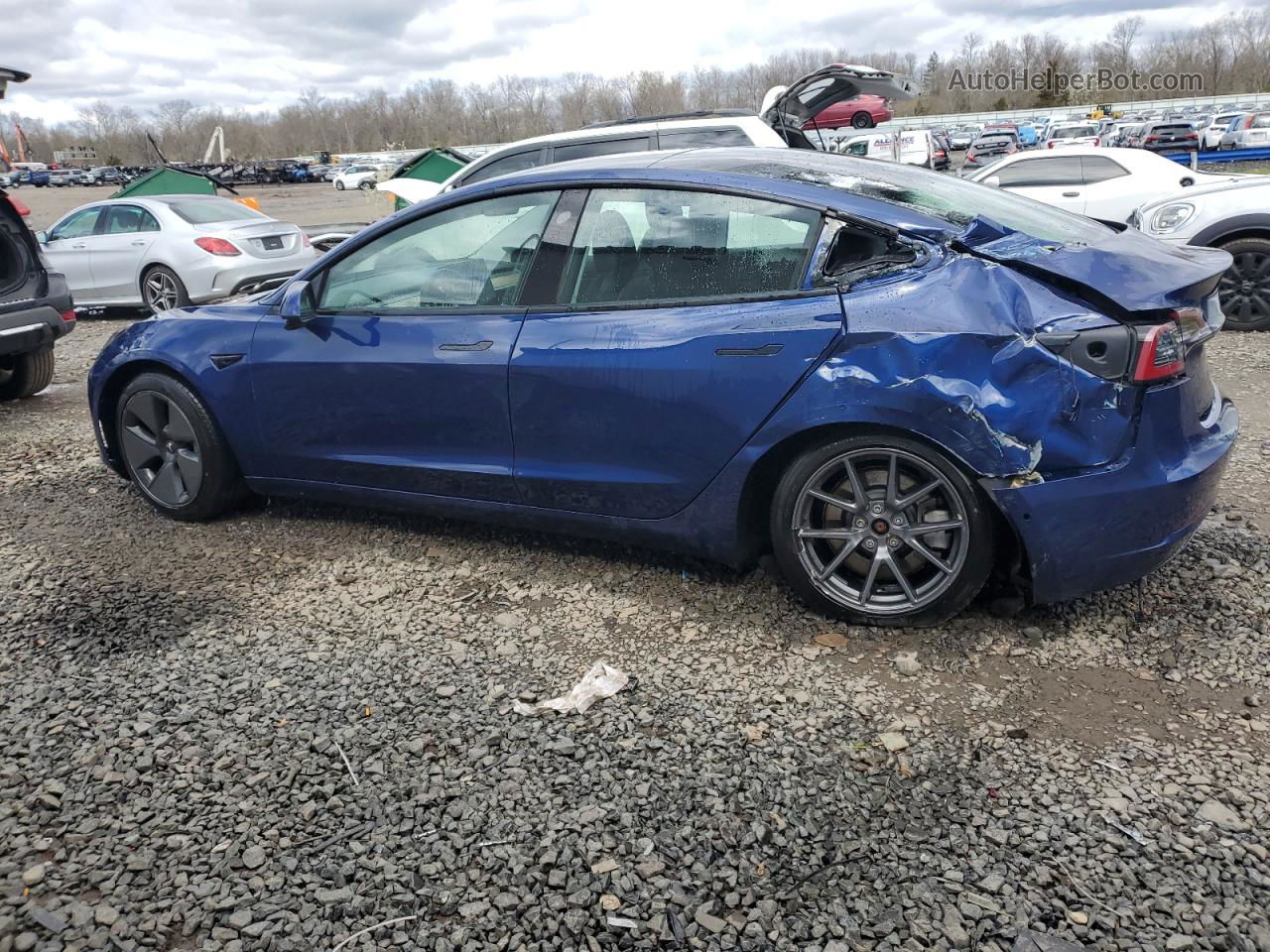 2021 Tesla Model 3  Blue vin: 5YJ3E1EB4MF924463